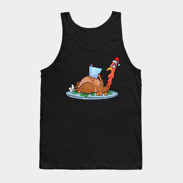 Thanksgiving Suntanning Turkey with Santa Hat Tank Top by royalsass